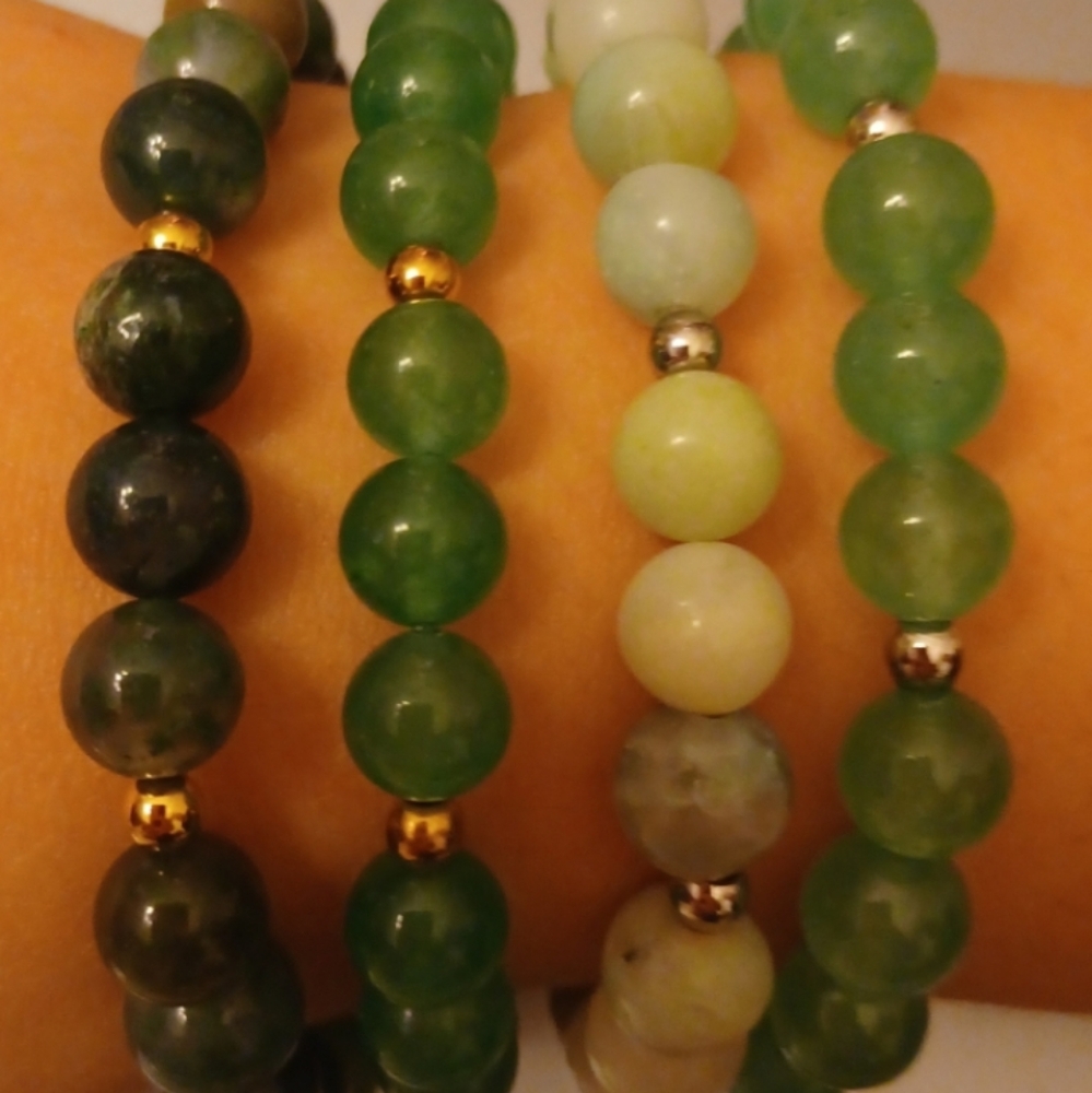 Beautiful Amazonite and Aventurine Green Stone Yoga Bracelets 8mm